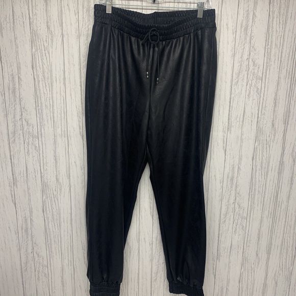 Womens Size 12 Frank Lyman Faux Leather Joggers Black NWT - Picture 2 of 6